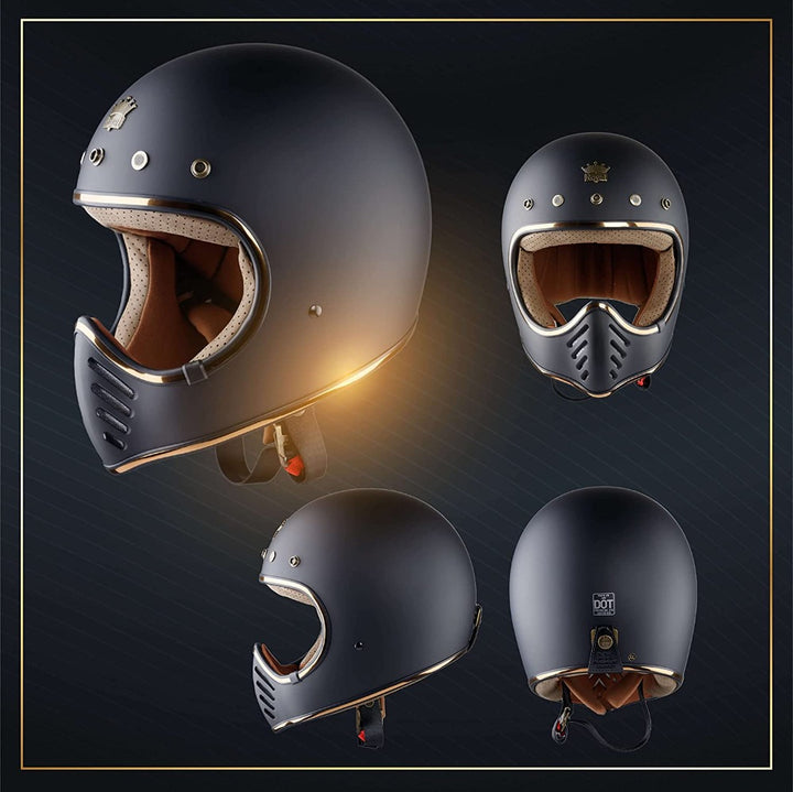 Retro  Full Face Motorcycle Helmet | DOT Approved