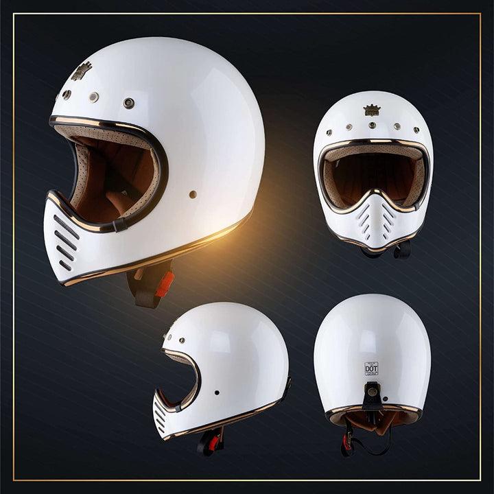 Retro  Full Face Motorcycle Helmet | DOT Approved