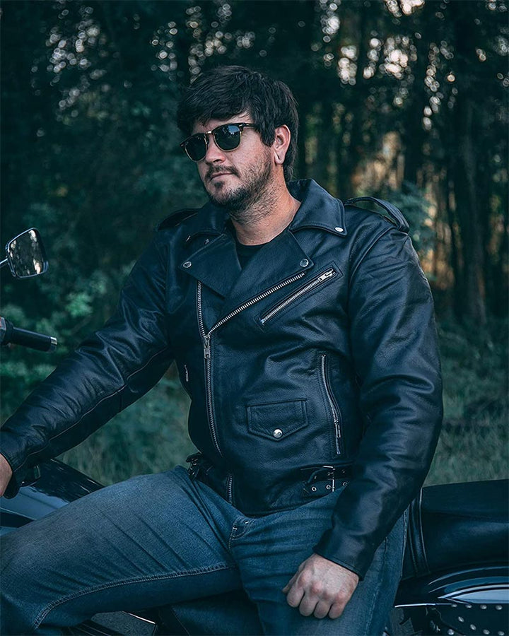 Cafe Racer 50's | Black Motorcycle Jacket with model