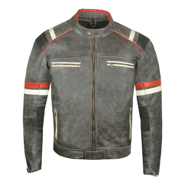 Vintage Cafe Racer Leather Jacket 