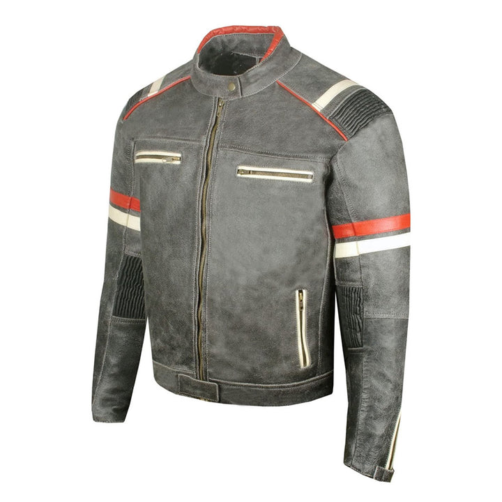 Vintage Cafe Racer Leather Jacket 