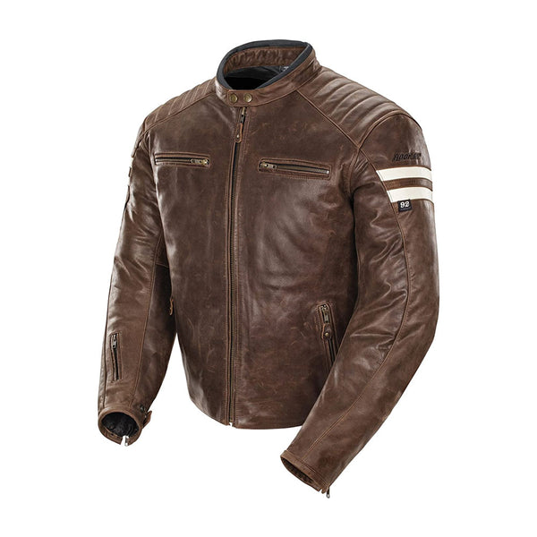 Classic 92' Leather Motorcycle Jacket  brown