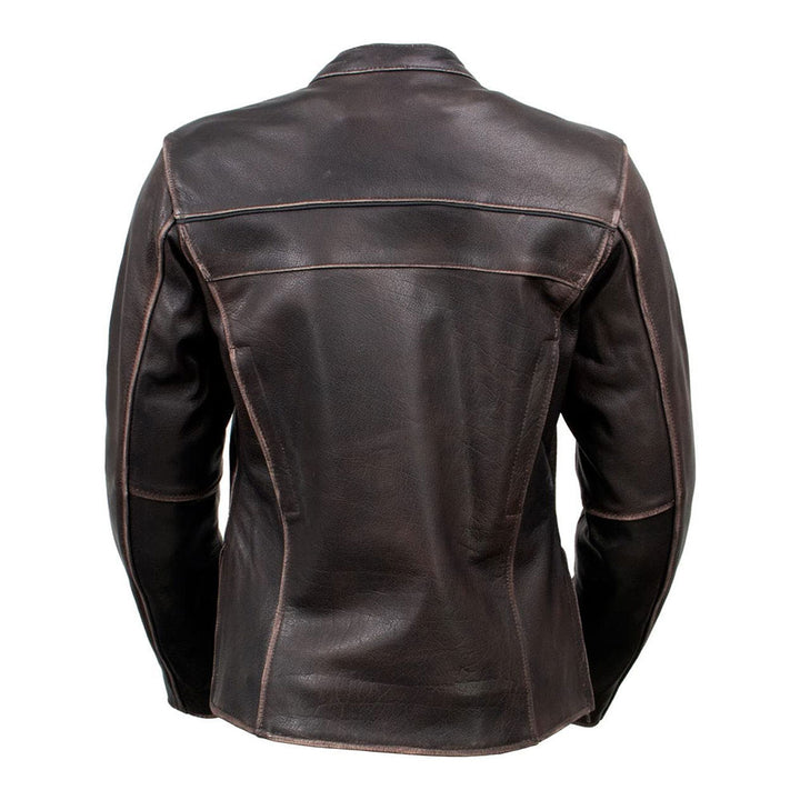 XS2002 Womens Brown Leather armored Motorcycle Jacket