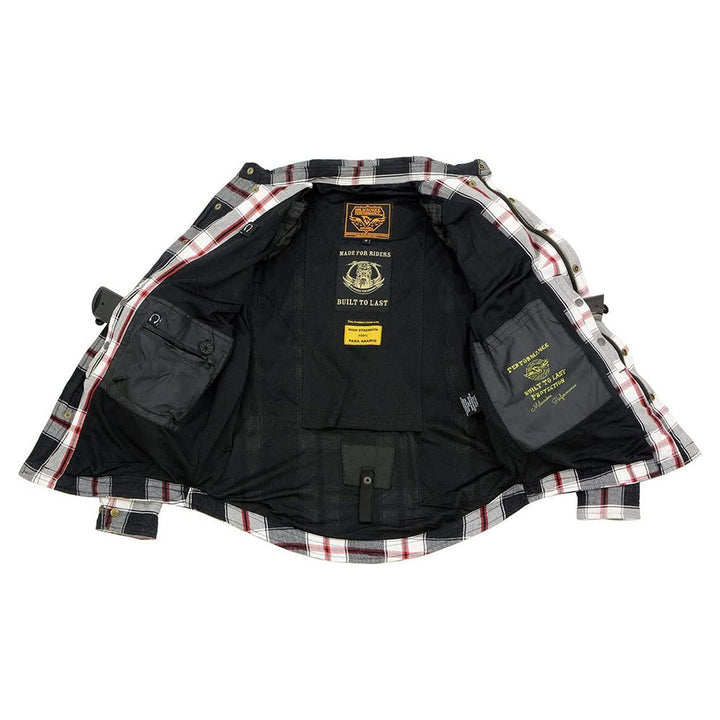 MPM1625 Plaid Flannel Motorcycle Riding Shirt| CE Approved Armor