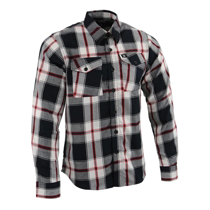 MPM1625 Plaid Flannel Motorcycle Riding Shirt| CE Approved Armor