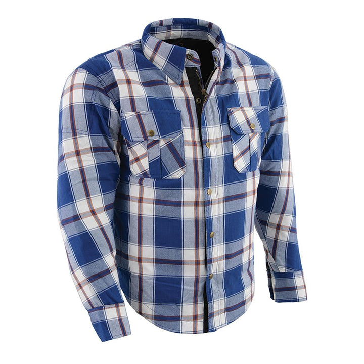 MPM1645 Plaid Flannel motorcycle armor shirt | CE Approved Armor