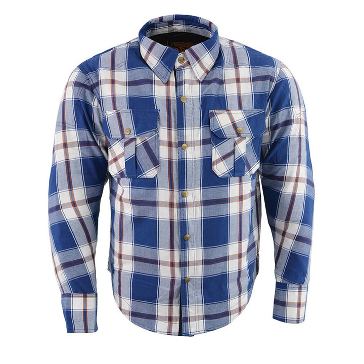 MPM1645 Plaid Flannel motorcycle armor shirt | CE Approved Armor