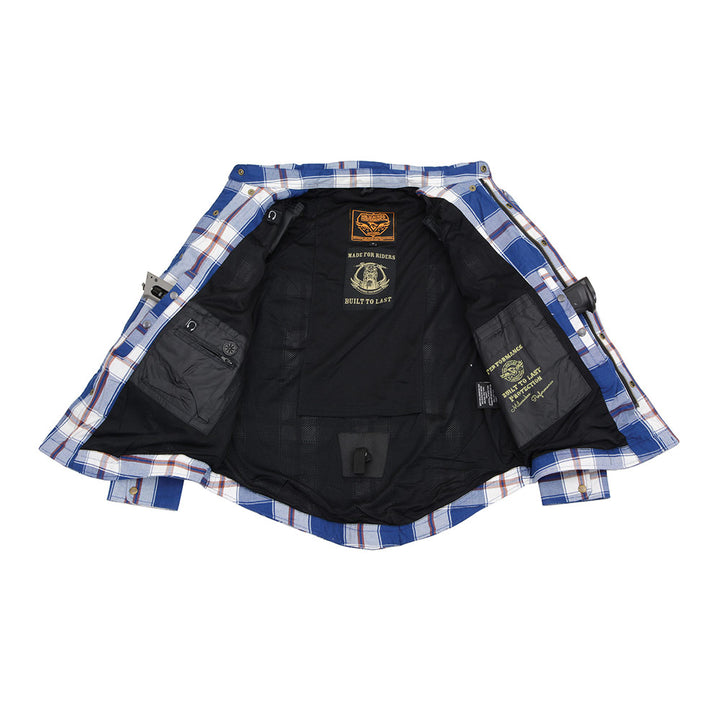 MPM1645 Plaid Flannel motorcycle armor shirt | CE Approved Armor