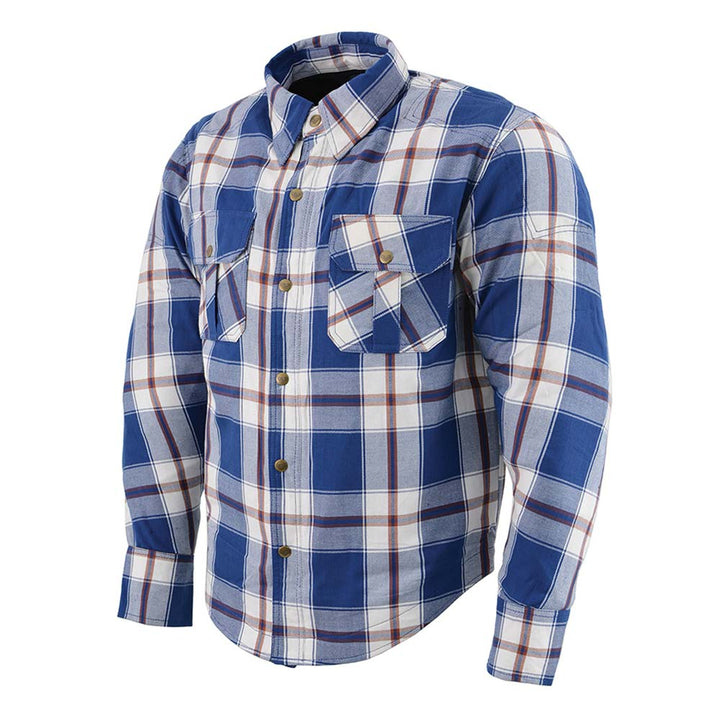 MPM1645 Plaid Flannel motorcycle armor shirt | CE Approved Armor