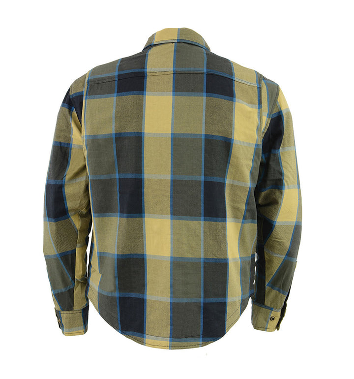 MPM1639  Plaid Flannel motorcycle armor shirt | CE Approved Armor 