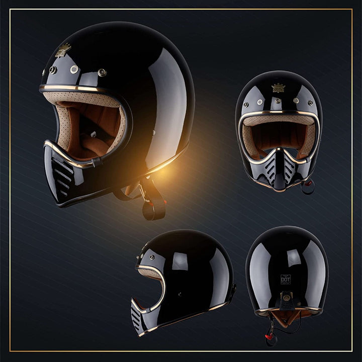 Retro  Full Face Motorcycle Helmet | DOT Approved